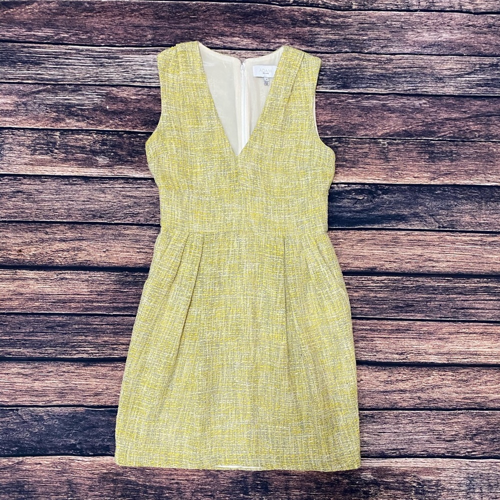 Adam by Adam Lippies Yellow Tweed Sleeveless Dress